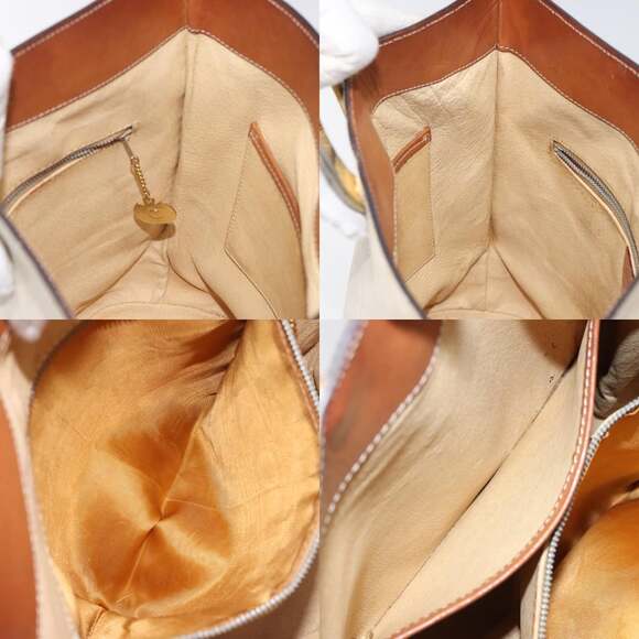 CELINE Macadam Canvas Circle Shoulder Bag Pvc Leather White - Picture 12 of 13